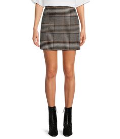 From Le' AL.X&#x2C; this skirt features: Wool Blend Knit Fabrication Pencil Silhouette High Rise Waistline Glen Plaid with Houndstooth Detail FittedFixed LiningMini Length Pull-on Construction Back Hook & Eye with Zipper ClosureApprox. 15.75" in Length Wool&#x2C; PolyesterProfessional Dry CleaningImported. Glen Plaid, Skirt, Wool Blend, Zipper, Plaid, Wool, Knitting, Clothes For Women, Fabric