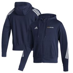 Show your UC Irvine Anteaters pride in this stylish and comfortable Three-Stripe Full-Zip Hoodie from adidas. This midweight hoodie is made with a blend of cotton and recycled polyester, offering a comfortable feel that's perfect for moderate temperatures. Featuring adidas' iconic 3-Stripes sewn along the sleeves, this hoodie effortlessly combines athletic style with your UC Irvine Anteaters fandom. Owl Fashion, Adidas Navy, Georgia Tech Yellow Jackets, Adidas Three Stripes, Logo Name, Adidas Fashion, Philadelphia Flyers, Athletic Fashion, Blue Adidas