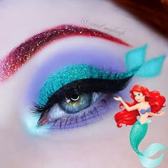 Princess Ariel Nails, Disney Princess Eye Makeup, Ariel Inspired Makeup, Princess Ariel Makeup, Disney Makeup Looks, Little Mermaid Makeup, Disney Eye Makeup, Ariel Makeup, Disney Inspired Makeup