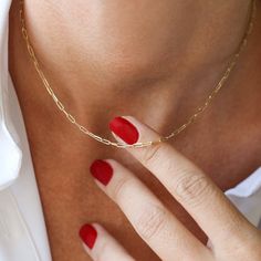 "Paper Clip Necklace / 14k Solid Gold Tiny Paper Clip Link Necklace 5x2 MM / Non Hollow Link Chain Necklace / Rectangle Link Staple Necklace Ferko's Fine Jewelry Item Details Small Size * Made to Order * Gold Kt: 14K Gold * Width of Link: 5 X 2 MM * Ready to Ship in 7-10 Business Days If you have any additional questions about this product, just hit the \"Ask a Question\" button (just to the right of the price) and we will get back to you within a few hours. Be sure to hit \"favorite\" on the ri Paper Clip Gold Necklace, Staple Necklace, Paper Clip Necklace, Diamond Star Necklace, Jewelry Wishlist, Bubble Necklaces, Gold Armband, Link Chain Necklace, Ruby Jewelry