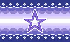 a purple and white striped background with a star on the center, surrounded by smaller stars