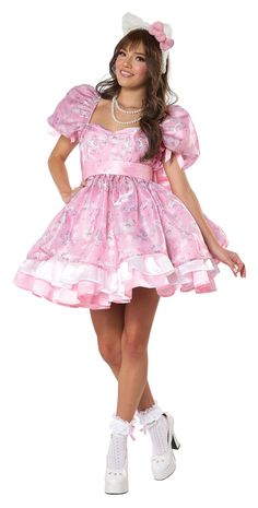 PRICES MAY VARY. Includes: Dress with attached Pettiskirt, Waistband / Belt with attached Bow, Hello Kitty Headband Women's Large (10-12): Chest 40", Waist 31", Hips 41", Waist 68", Up to 155LBs Hello Kitty Head band comes with attached pink bow and pearl trim. Dress closes in back with zipper closure Officially licensed: Hello Kitty / Sanrio Hello Kitty Headband, Hello Kitty Unicorn, Kitty Headband, Hello Kitty Head, Hello Kitty Costume, Hello Kitty Dress, California Costumes, Hello Kitty Sanrio, Gyaru Fashion