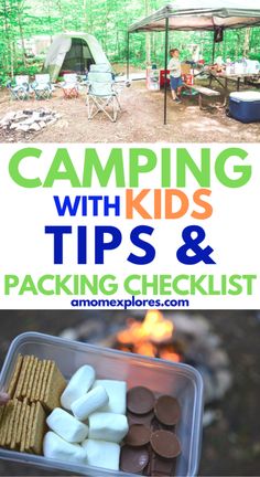 camping with kids tips and packing checklist for campers on the side of the road