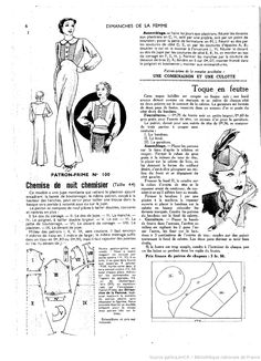 an old fashion pattern for a woman's dress and hat, with instructions on how to