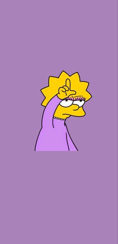 the simpsons is wearing a purple dress and holding a toothbrush in his mouth,