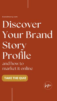 a red book cover with the words discovery your brand story profile and how to market it online