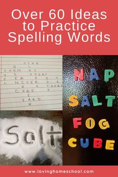 the cover of over 60 ideas to practice spelling words