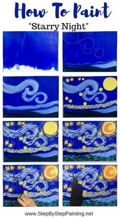 how to paint starry night with step by step pictures and instructions for painting the sky