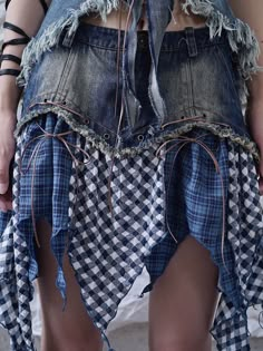 Broken Feeling Irregular Design Denim Skirt – ARCANA ARCHIVE Harajuku Blue Outfit, Fancy Clothes, Street Punk, Harajuku Style, Concept Clothing, Skirt Summer, Causual Outfits, Daily Dress