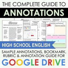 the complete guide to annotations high school english sample annotators, bookmarks, rubric & annotation guides for google drive