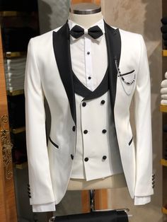 Slim-Fit Tuxedo Suit Vest White Designer Tuxedo, White Wedding Suit, Prom Suits For Men, Dinner Suit, White Tuxedo, Groomsmen Suits, Prom Suits