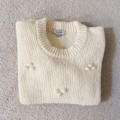 Adorable Madewell Pom Sweater - Size Xxs. Like Brand New. Madewell Sweater, Madewell Sweaters, Cream White, Colorful Sweaters, Madewell, Sweater Sizes, Pom Pom, Sweaters For Women, Brand New