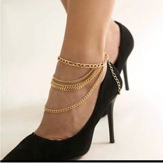 Multi layer foot anklet Ankle Jewelry, Silver Chain Style, Studded Heels, Girly Accessories, Chain Anklet