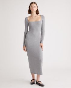 Here's the secret to coming off effortless—you've got to be comfortable. With our Tencel Rib Knit Long Sleeve Square Neck Dress, you'll look and feel like a million because Tencel™, which is derived from sustainably sourced wood pulp, brings an extraordinarily soft and breathable feel. Another bonus: You'll be surprised how many occasions this dress works for. Long Sleeve Square Neck Dress, Tencel Fabric, Cashmere Dress, Square Neck Dress, Got To Be, Knit Long Sleeve, Long Sleeve Maxi, Midi Length Dress, Long Sleeve Maxi Dress