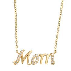 Celebrate your beloved mom with this 14k gold over sterling silver necklace, adorned with sparkling diamonds. Celebrate your beloved mom with this 14k gold over sterling silver necklace, adorned with sparkling diamonds. Clasp: spring-ring Nickel free Metal: sterling silver Chain length: 18 in. Pendant length: 9 mm Packaging: boxed Plating: 14k gold, rhodium Finish: polished Chain type: cableDIAMOND DETAILS Total weight: 1/10 ct. Color grade: I-J Clarity: 12-13 Shape: round brilliant Setting: pro Infinity Jewelry, Mom Necklace, Cool Necklaces, Sparkle Diamonds, Sterling Silver Chain, Sterling Silver Necklace, Fun Things, Spring Rings, Round Brilliant