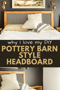 pottery barn style headboard with text overlay