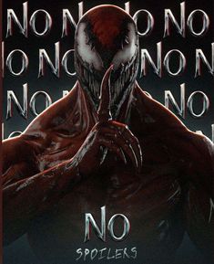 an image of a creepy man with his hands in his mouth and the words no spoilers on it