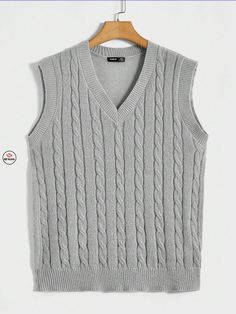 DENGSS  Men Cable Knit Sweater Vest Sleeveless Sweater Vest, Casual Tank Tops, Cable Knit Sweater, Sleeveless Sweater, Cozy Knits, Crochet Sweater