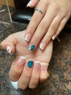 Western nail design Western nails, Country acrylic nails, Rodeo nails Western Nails Aztec, Short Cowgirl Nails, Western French Tip Nails, White Western Nails, Nfr Nails Designs, Punchy Nail Ideas, Western Wedding Nails, Acrylic Nails Western, Western Nails Short