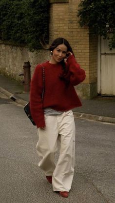 Red Sweater Outfit, Neue Outfits, Outfit Trends, Mode Inspo, 가을 패션, Autumn Outfit, Outfit Inspo Fall, Mode Inspiration