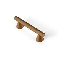 a wooden handle on a white background