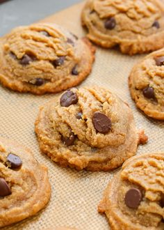 chocolate chip cookies on a baking sheet ready to be eaten