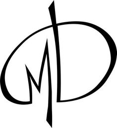 the letter m with an arrow in it's center and two smaller letters on each side