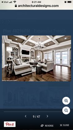 an image of a living room with couches and lamps on the ceiling, in black and white