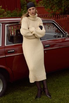 The Milana cream sweater dress offers an irresistably cozy look for winter days and laid back nights. Featuring a chic turtleneck, this cable knit midi dress spotlights classic sweater rib trims. Cream Sweater Dress, Sweaters Knitted, Knitted Dresses, Soft Life, Cozy Knit Sweater, Classic Sweater, Knit Sweaters, Take Risks, Wedding Lingerie