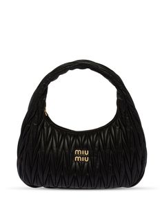 Miu Miu Wander, Miu Miu Bag, Iconic Bags, Shoulder Bag Black, Leather Hobo Bag, Black Purses, Ballet Flat Shoes, Pump Sandals, Leather Hobo