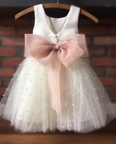 Ivory Flower Girl Dress, 1st Birthday Dresses, Wedding Dresses Blush, Blush Dress, Ivory Flower Girl, Ivory Flower Girl Dresses, Fancy Gowns, Ivory Flower, Tulle Flower Girl