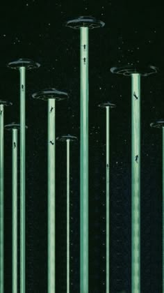 an image of green poles in the dark