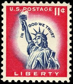 a stamp with the statue of liberty on it