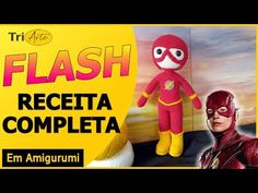 the flash stuffed animal is posed in front of a yellow sign that says receta completa