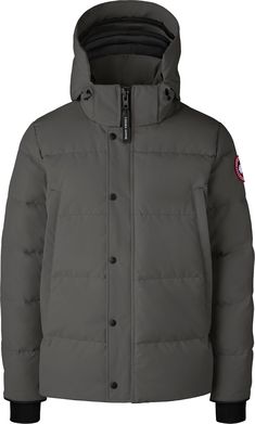 One of Canada Goose most-loved styles, the Wyndham Parka Reset, gets an update with streamlined hood details and elevated trims. This slim-fitting style maximizes warmth with a heavy-duty two-way zipper and soft ribbed knit cuffs to block cold air out. Customize your parka and extend the coverage of your hood with a variety of Canada Goose interchangeable Hood Trim accessories. DETAILS  Adjustable down-filled hood adds warmth and element protection Hood features a removable zipper guard for the option of changing your hood trim for a customized look and added protection (this jacket is not compatible with Heritage hood trims) Chin guard is lined with tricot fabric for softness and comfort Sleek interior hanging lining with backpack straps allow jacket to be carried hands-free over the shou Canada Goose Mens, Tricot Fabric, Mens Parka, Contrasting Trim, Hooded Parka, White Ducks, Down Parka, Silhouette Design, Women's Fitness