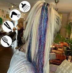 17 Colors 120cm/48" Party Holographic Hair Accessories Glitter Hair Tinsel Sparkle Extensions 150 Strands/Pack- 5 Packs/lot Bling Twinkle Hair Extension feather Thin, narrow & lightweight, our Hair Tinsel feels soft and silky like hair Made from 100% high-grade, heat-resistant polyester fiber 1 pack is about 150 strands.But some maybe 120 strands. some maybe 180strands. we are handmake. please understand. Shampoo, blow-dry, style, even curled, Heat-resistant，flat-iron upto 180 degrees!(PS:9# and Party Tinsel, Sparkle Hair, Holographic Hair, Hair Glitter, Colors Hair, Hair Tinsel, Fairy Hair, Extensions Hair, Glitter Party