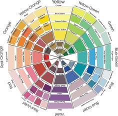 a color wheel with all the colors in each section and their names on it's side