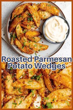 roasted parmesan potato wedges with ranch dressing