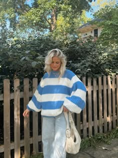 Sweater Weather Striped Knit – Coco McCall Shop Pastel Sweater Outfit, Striped Sweater Outfit, Cold Weather Outfit, Pastel Outfit, Graphic Sweaters, Oversize Knit, Fall Fits, Cozy Outfit, Cute Everyday Outfits