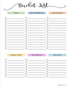 a printable bucket list with the words bucket list on it