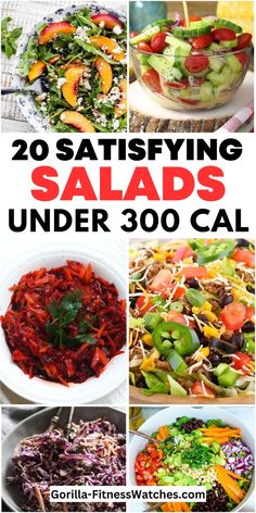 20 salads that are under 30 calories with the title overlaying it