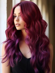 Purple Hair Color Ombre, Red Hair Colors, Purple Hair Color Ideas, Short Blue Hair, Red Hair Color Ideas