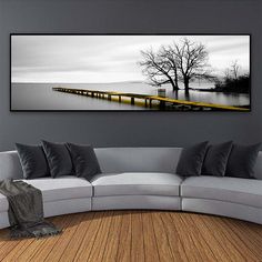 Description: Experience tranquility with this serene Landscape Canvas Painting featuring a calm lake, golden bridge, and scenic tree view. This art piece captures a tranquil scene that brings a touch of nature's peace into your home. Perfect as modern wall art, it can transform any space - be it your living room or bedroom, into a relaxing retreat. Its contemporary style harmonizes with various home decors, making it a versatile addition to your space. Please note that the painting does not incl Landscape Bridge, Landscape Canvas Painting, Scene Black, Golden Bridge, Garden Wall Designs, Building A Pergola, Landscape Wall Decor, Nordic Poster, Modern Landscape