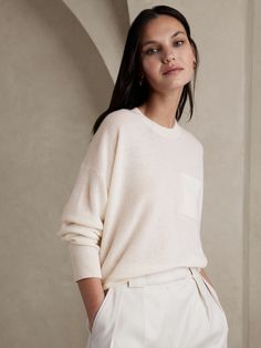 Caro Lightweight Cashmere Sweater | Banana Republic Beautiful Wardrobe, Wardrobe Refresh, European Summer Outfits, Sweaters Online, Chunky Sweater, Outerwear Sweater, Cover Photo, Sweater Knit, Inspiration Style