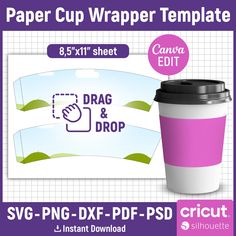 paper cup wrapper template for svg and dxf