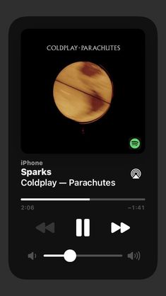 an audio player with the words coldplay - parachutes on it's screen