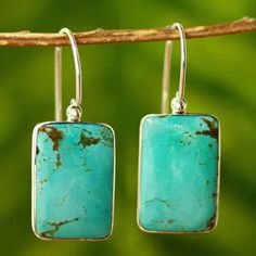 Turquoise Sterling Dangle Earrings - Caribbean Mosaic | NOVICA Cheap Turquoise Beaded Sterling Silver Earrings, Turquoise Pierced Earrings, Real Turquoise Jewelry, Turquoise Jewelry Rings, Vintage Turquoise Jewelry, Turquoise Stone Earrings, Silver Smithing, Turquoise Dangle Earrings, Silver Turquoise Earrings