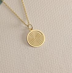 14K Real Solid Gold Spiral gold necklace ● Material of pendant: Solid Gold 14k ( REAL GOLD ) ● Metal Stamp: 14L ( REAL GOLD ) ● The pendant is available in 6 sizes: - 14,0 mm / 0,55 inches ( Diameter ) In the photos - 15,3 mm / 0.60 inches ( Diameter ) - 16,5 mm / 0,65 inches ( Diameter ) - 19,1 mm / 0,75 inches ( Diameter ) - 21 mm / 0,82 inches ( Diameter ) - 23 mm / 0.90 inches ( Diameter ) ( In the photos the size is 14mm / 0.55 inches Diameter ) ( Jump Ring inner diameter: 4 mm ) ● Material Elegant Yellow Gold Spiral Necklace, Gold Plated Spiral Jewelry, Minimalist Gold Spiral Jewelry, Spiral Rose Gold Jewelry Gift, Elegant Spiral Gold Necklace, Elegant Gold Spiral Necklace, Spiral Gold-plated Jewelry, Gold Spiral Necklace As A Gift, Gold Spiral Necklace For Gift