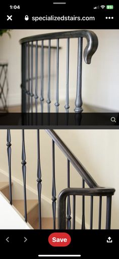 two pictures of the same handrail on different stairs