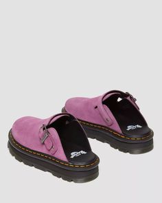 Zebzag Suede Slingback Platform Mule in Muted Purple | Dr. Martens Summer Platform Shoes, Purple Dr Martens, Dr Martens Suede, Muted Purple, Pretty Shoes Sneakers, Platform Mules, Shoe Wishlist, Hype Shoes, Shoe Inspo